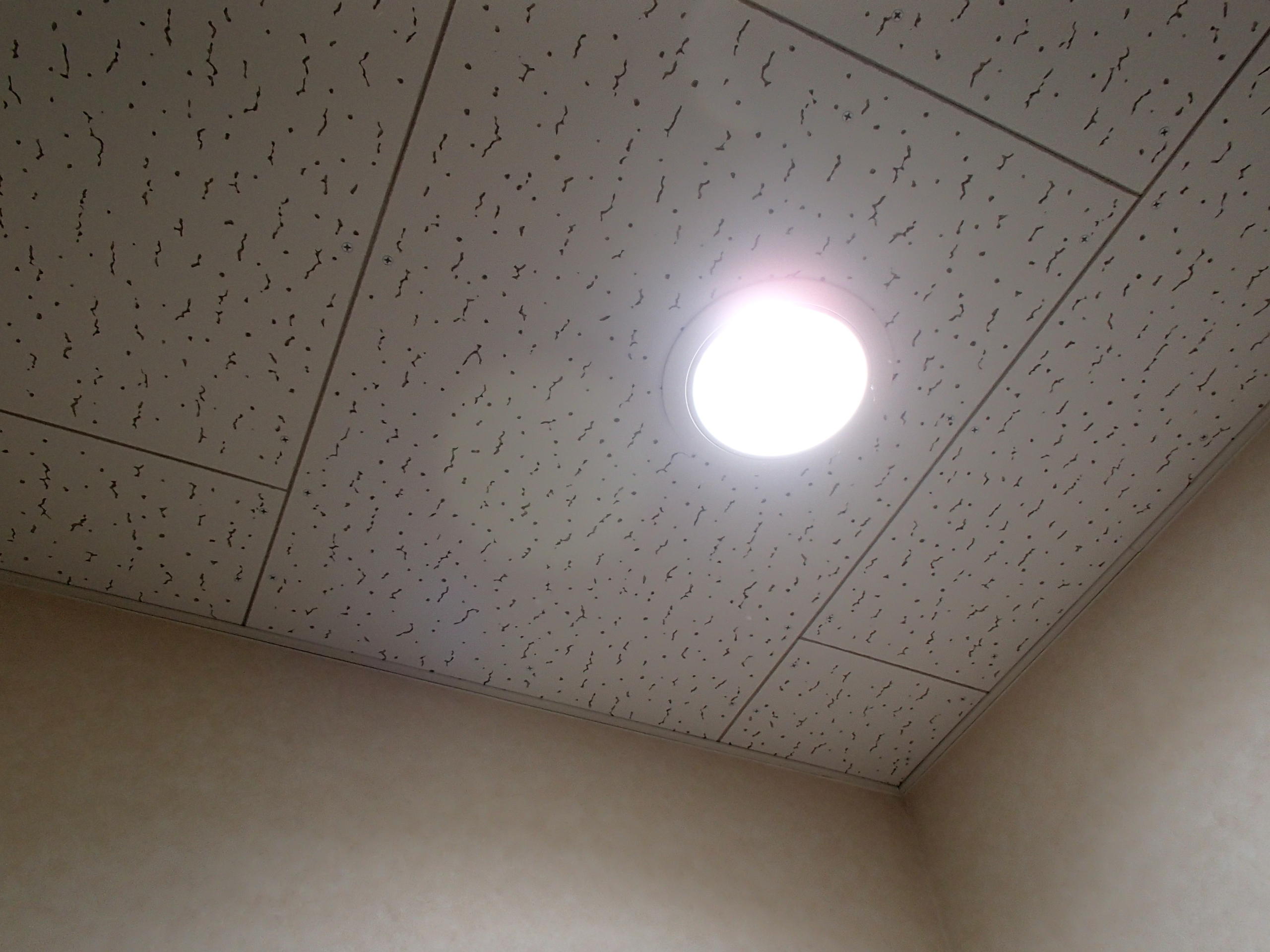 愛知県名古屋市 テナント事務所ビル共用トイレLEDダウンライト照明器具取替え交換工事画像