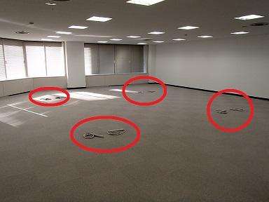 愛知県名古屋市 テナントビル事務所OAフロアコンセントタップ電気配線取付け設置工事画像