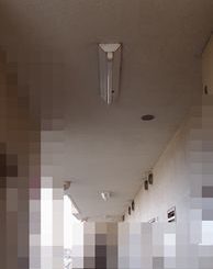 愛知県名古屋市 マンションアパート 共用廊下灯富士型LEDベースライト照明器具取替え交換工事画像